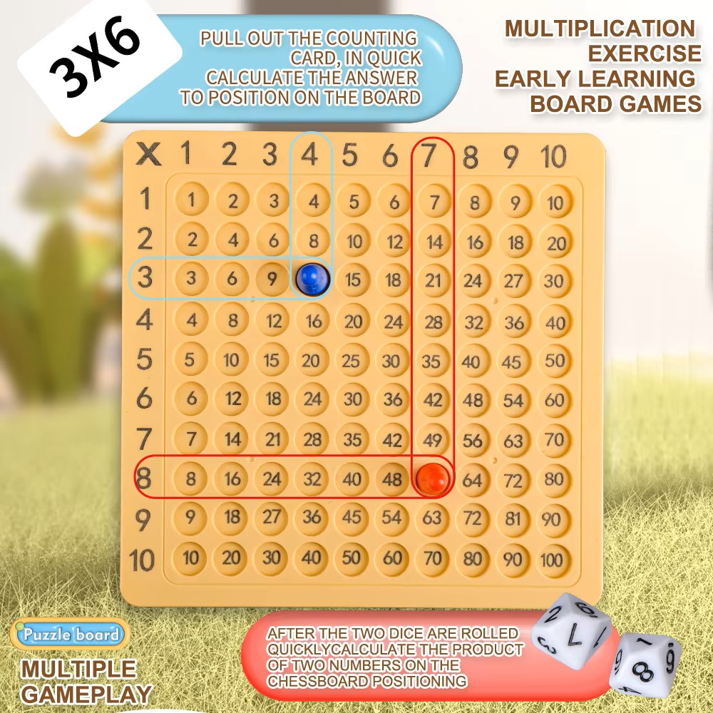 Kids Education Board - Tabuleiro de Multiplicação Montessori, Brinquedo Aritmético,