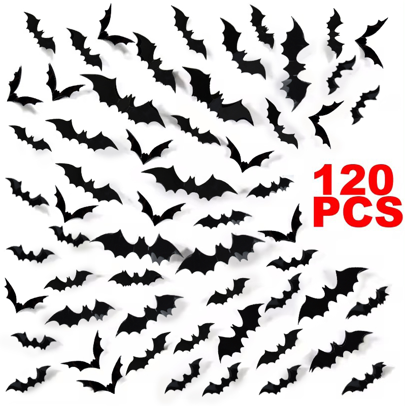 Kids Education Quotes - 12-120 pçs 3d morcego preto adesivos